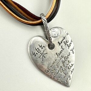 CHICOS HEART Home NECKLACE Pendant Necklace 5 Strand Leather Cord